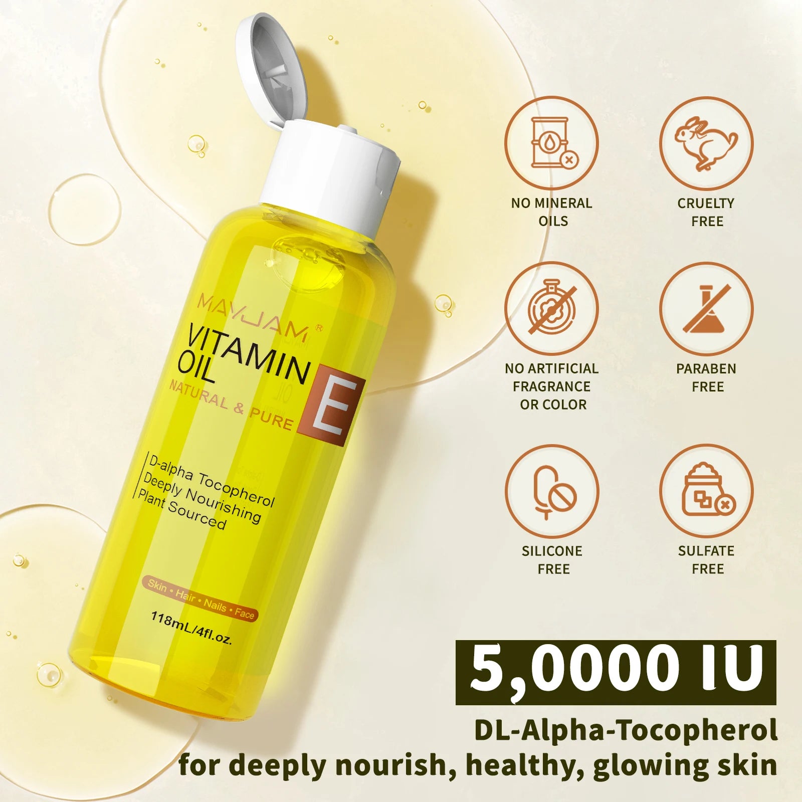 Pure Vitamin E Oil 50,000 IU (Plant‑Derived)