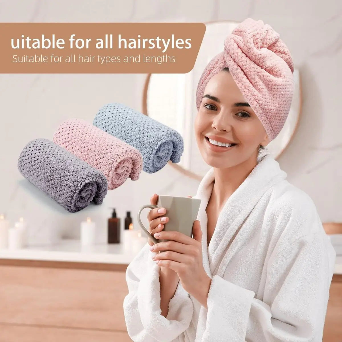 Microfiber Hair Drying Towel for Fast Drying
