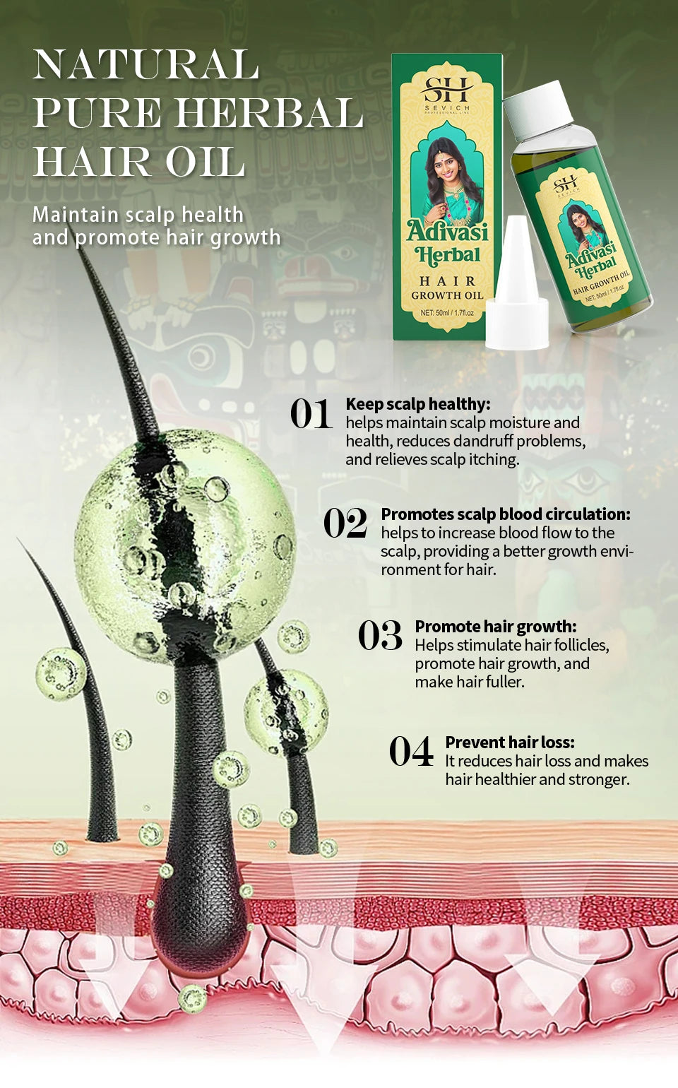 22‑Herb Ayurvedic Hair Oil (Coconut Base)