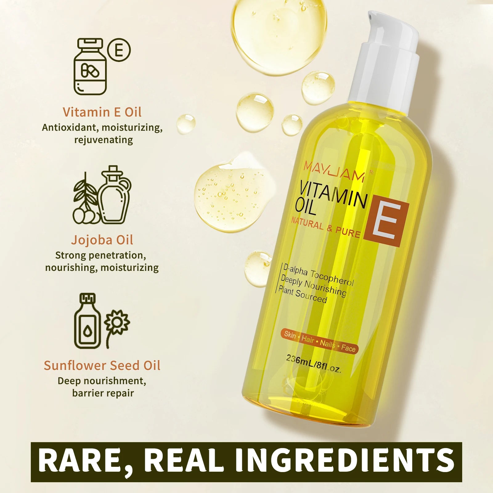 Pure Vitamin E Oil 50,000 IU (Plant‑Derived)